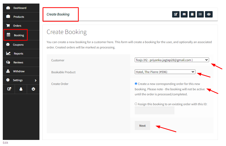 Creating a manual booking for Dokan Vendors - Tyche Softwares Documentation