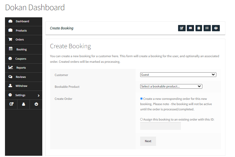 Creating a manual booking for Dokan Vendors - Tyche Softwares Documentation