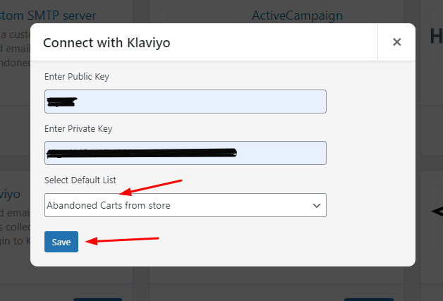 Integration with Klaviyo - Tyche Softwares Documentation