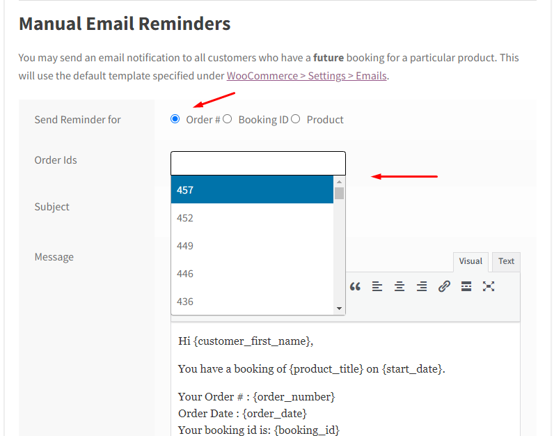 How WC Vendors can send Reminder Emails and SMS for bookings - Tyche Softwares Documentation