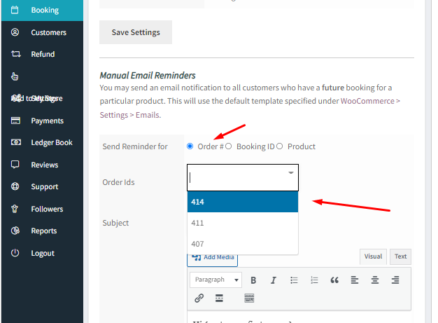 How WCFM Vendors can send Reminder Emails and SMS for bookings - Tyche Softwares Documentation