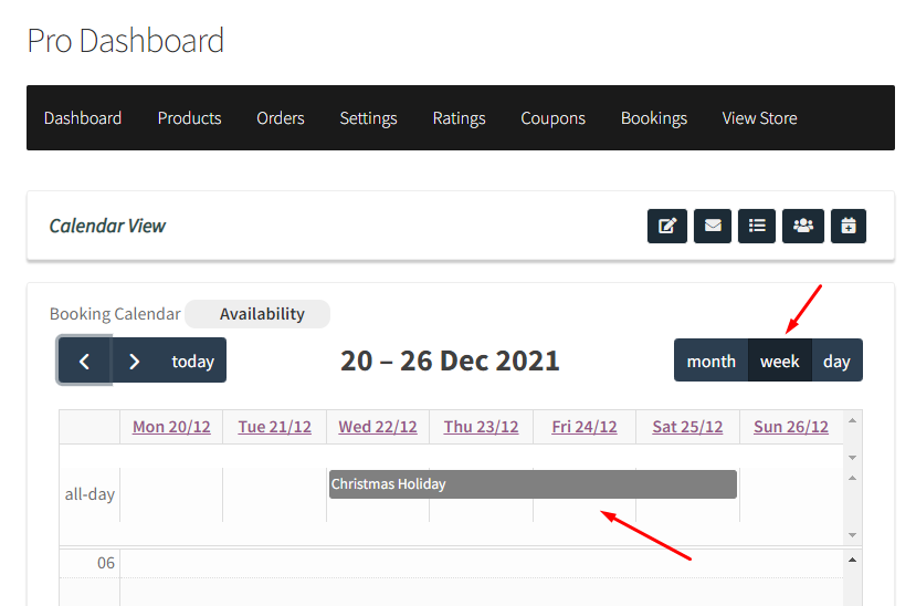 How WC Vendors can view bookings in the Calendar & set up Holidays - Tyche Softwares Documentation