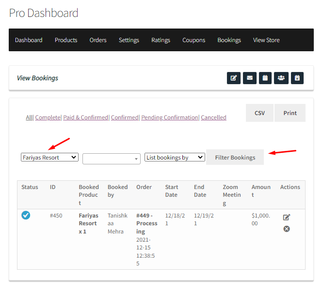 How WC Vendors can view booking details - Tyche Softwares Documentation