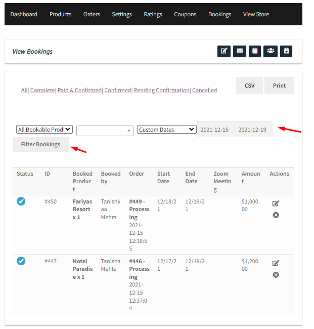 How WC Vendors can view booking details - Tyche Softwares Documentation