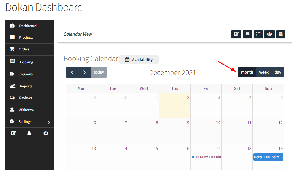 How Dokan Vendors can view bookings in the Calendar & set up Holidays - Tyche Softwares Documentation