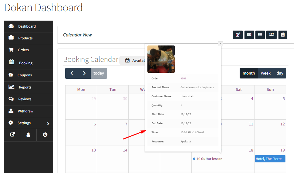 How Dokan Vendors can view bookings in the Calendar & set up Holidays - Tyche Softwares Documentation