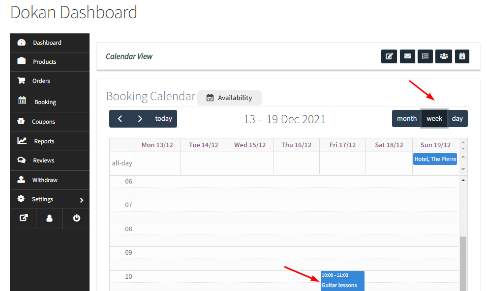 How Dokan Vendors can view bookings in the Calendar & set up Holidays - Tyche Softwares Documentation