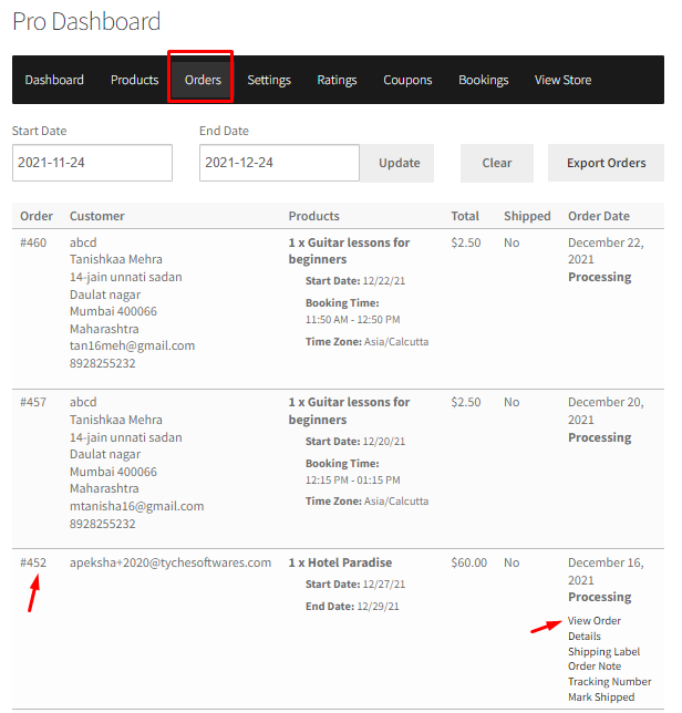 How WC Vendors can create manual bookings - Tyche Softwares Documentation