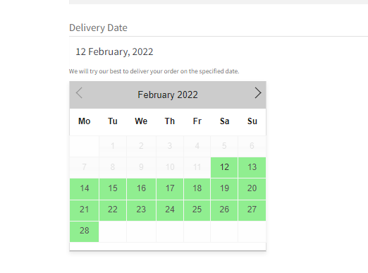 How can I make changes to the delivery calendar that’s displayed on the Checkout page? 7 Date Format – Checkout Page