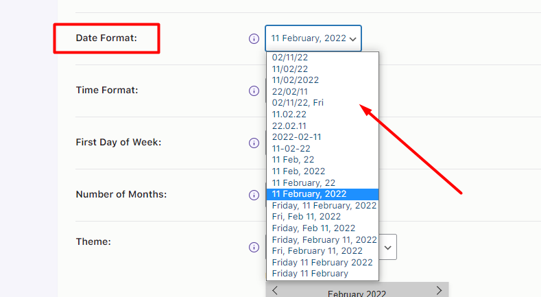 Date Format -Admin Settings