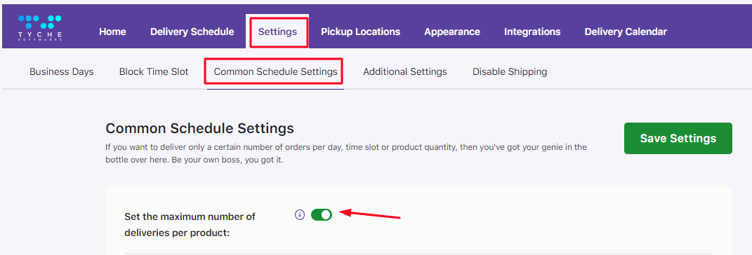 How can I set the maximum number of deliveries per product? - Tyche Softwares Documentation
