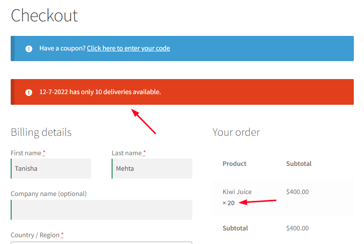 How can I set the maximum number of deliveries per product? - Tyche Softwares Documentation