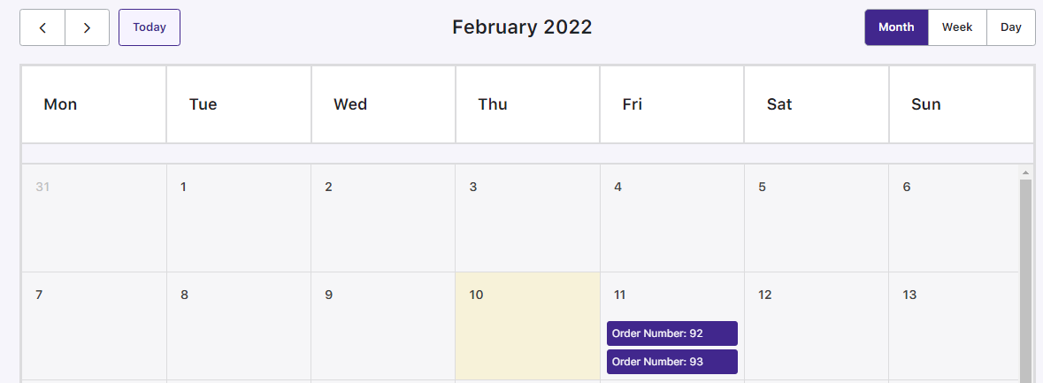 How can I view my order deliveries in the calendar? - Tyche Softwares Documentation