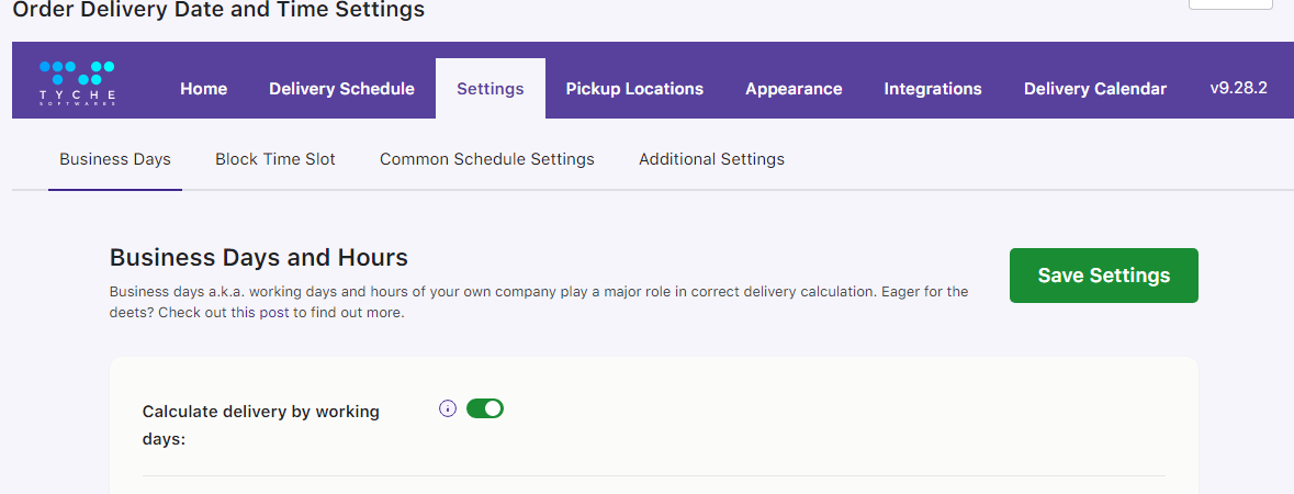 How do I set the opening and closing time of my business to manage my deliveries? - Tyche Softwares Documentation