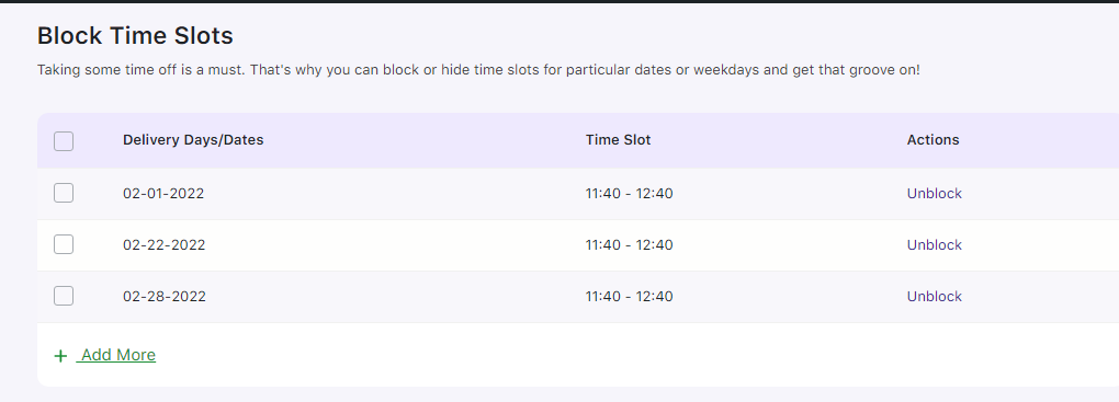 How can I block a timeslot for my delivery schedules? - Tyche Softwares Documentation