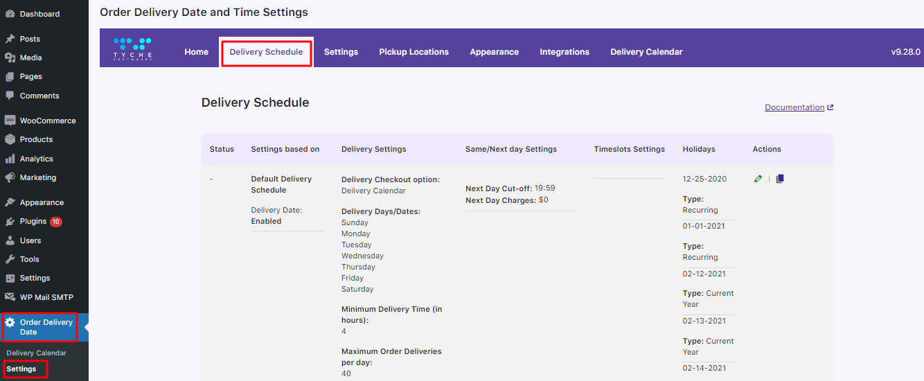 New Admin UI changes in v9.28.0 of Order Delivery Date Pro for WooCommerce plugin - Tyche Softwares Documentation