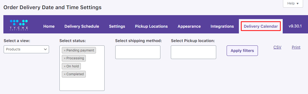 How can I view my order deliveries in the calendar? - Tyche Softwares Documentation