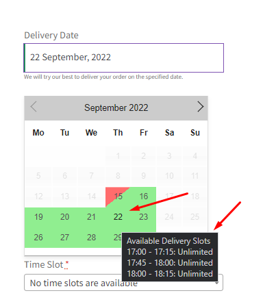 How can I make changes to the delivery calendar that’s displayed on the Checkout page? - Tyche Softwares Documentation