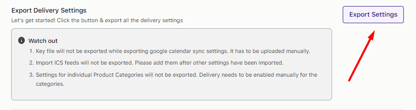 Export Delivery Settings