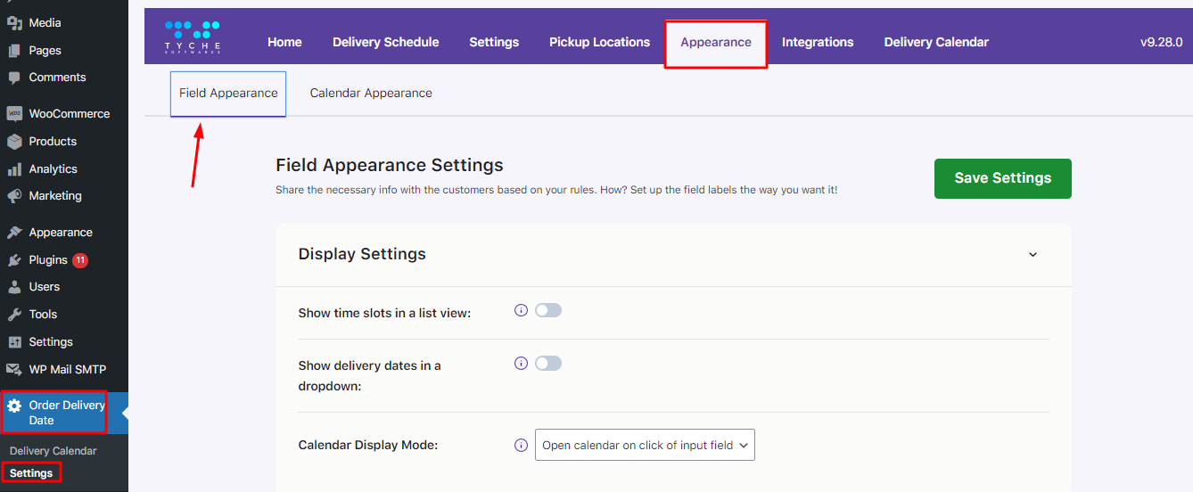 New Admin UI changes in v9.28.0 of Order Delivery Date Pro for WooCommerce plugin - Tyche Softwares Documentation