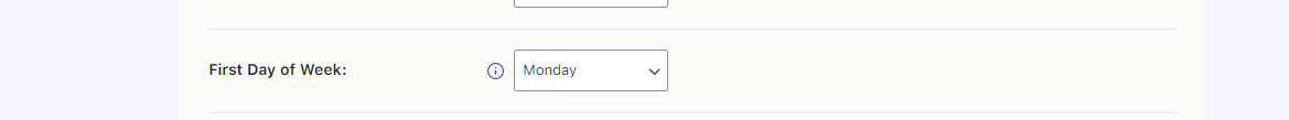 How can I make changes to the delivery calendar that’s displayed on the Checkout page? 13 First Day of Week