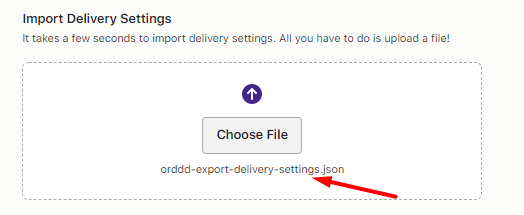 Import settings file selected