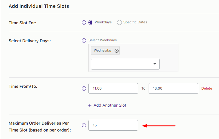 How can I set a global maximum order limit for timeslots in Custom Delivery Schedules? - Tyche Softwares Documentation