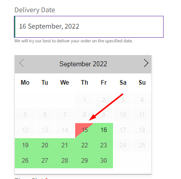 How can I make changes to the delivery calendar that’s displayed on the Checkout page? - Tyche Softwares Documentation