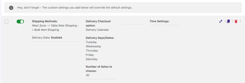 How do I create a delivery schedule with Table Rate Shipping for WooCommerce plugin by Bolder Elements? - Tyche Softwares Documentation
