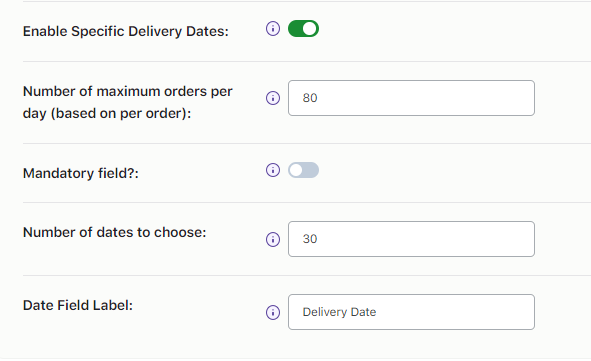 How do I set up delivery date settings for weekdays and specific dates? 6 How do I set up delivery date settings for weekdays and specific dates? - Tyche Softwares Documentation