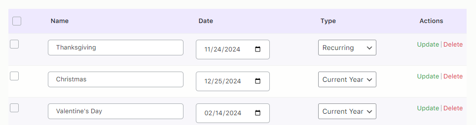 How do I block certain dates as Holidays? - Tyche Softwares Documentation