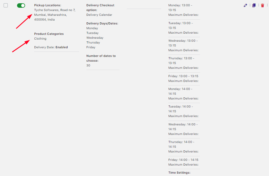 How do I create a delivery schedule based on Pickup Locations & Product Category? - Tyche Softwares Documentation