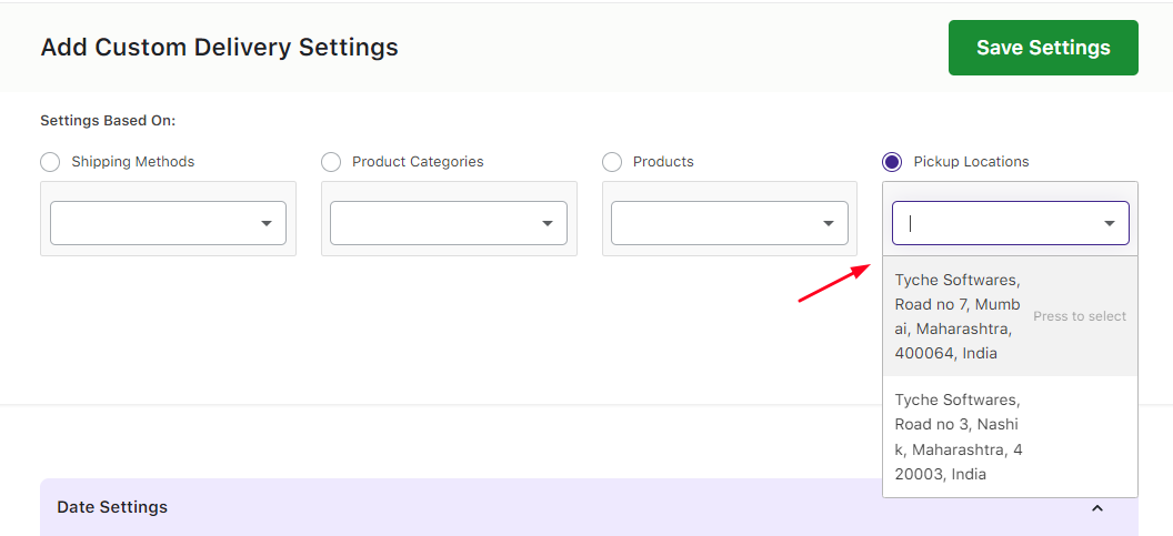 How do I create a delivery schedule based on Pickup Locations & Product Category? - Tyche Softwares Documentation