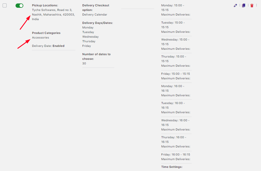 How do I create a delivery schedule based on Pickup Locations & Product Category? - Tyche Softwares Documentation