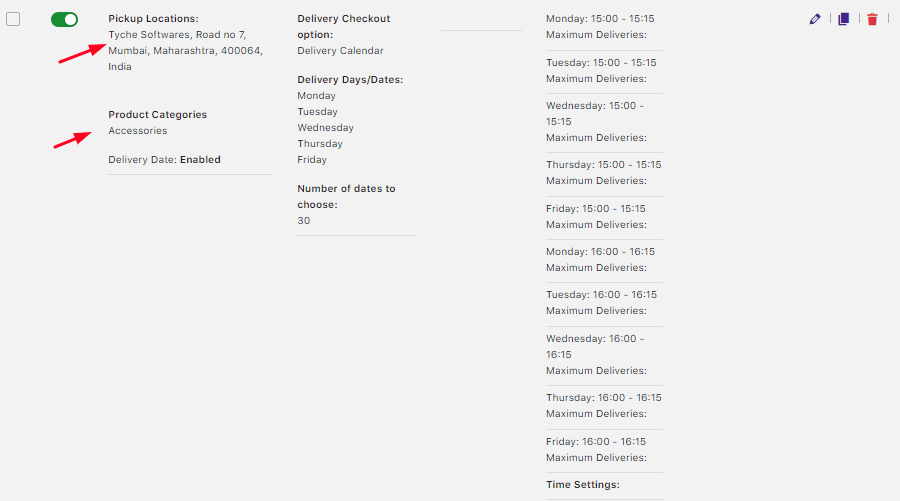 How do I create a delivery schedule based on Pickup Locations & Product Category? - Tyche Softwares Documentation