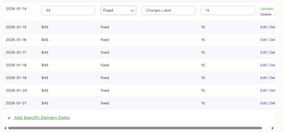 How do I set up delivery date settings for weekdays and specific dates? - Tyche Softwares Documentation