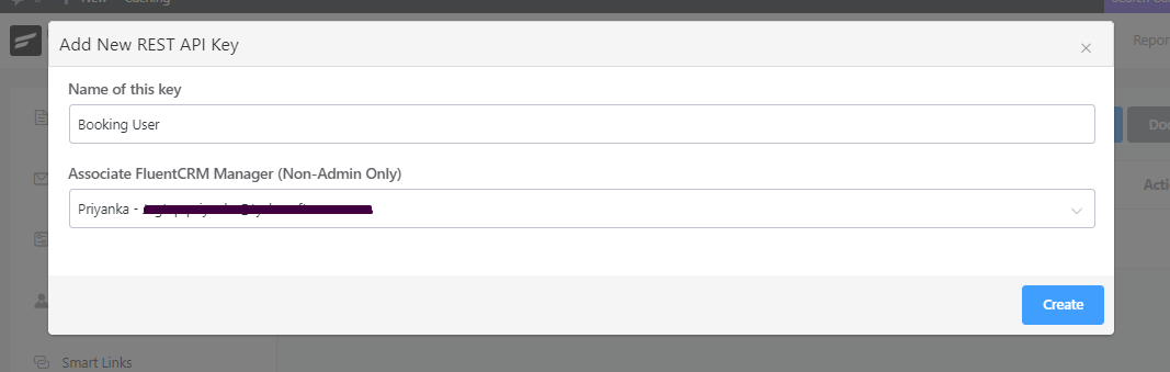 Booking & Appointment integration with FluentCRM - Adding New REST API Key