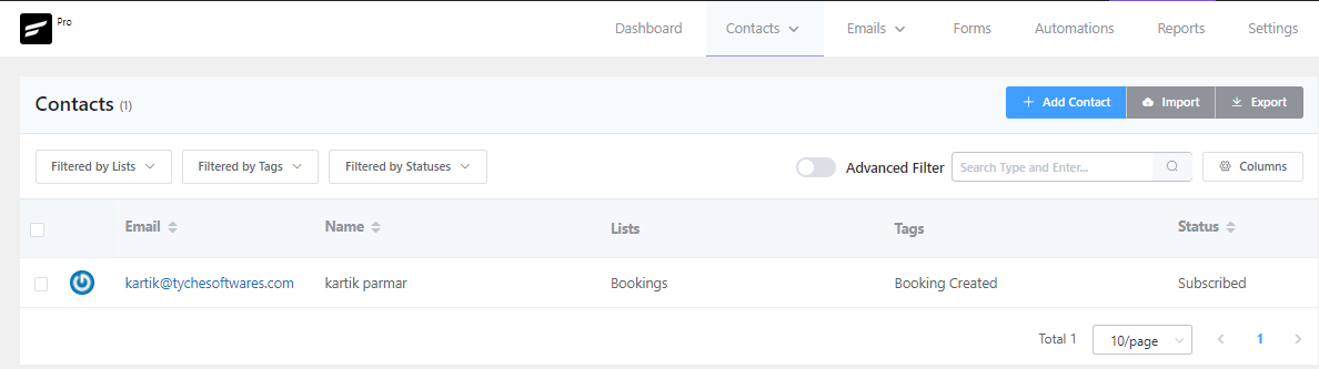 Booking & Appointment integration with FluentCRM - Contact Created