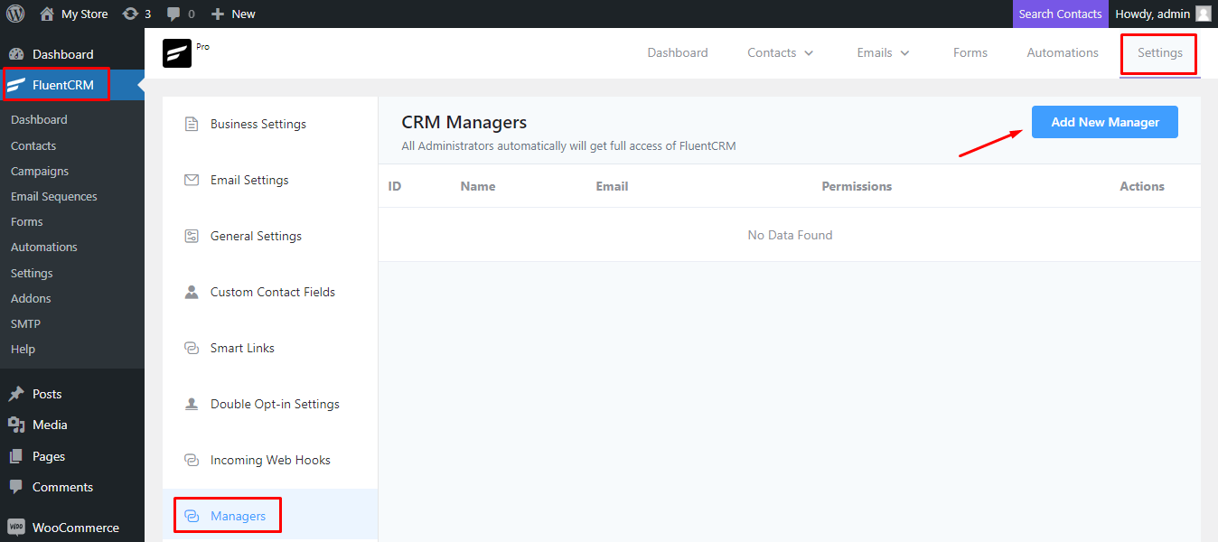 Booking & Appointment integration with FluentCRM - Add new Managers
