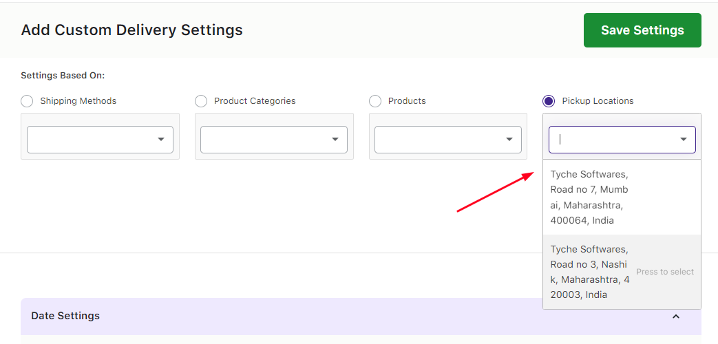 How do I create a delivery schedule based on Pickup Locations? - Tyche Softwares Documentation