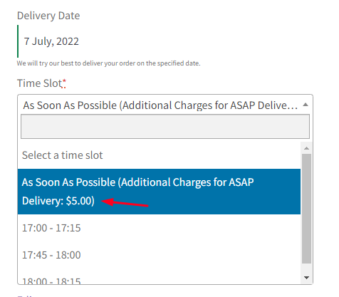 How can I create Additional Charges for the 'As Soon As Possible' timeslot option? - Tyche Softwares Documentation