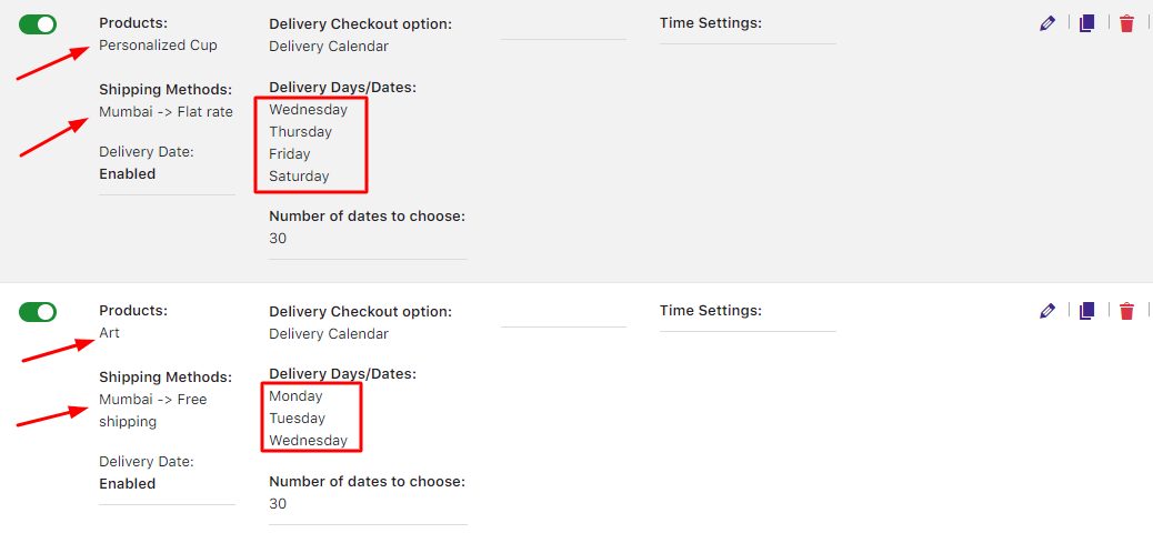 How do I create a delivery schedule based on Products & Shipping Methods? - Tyche Softwares Documentation