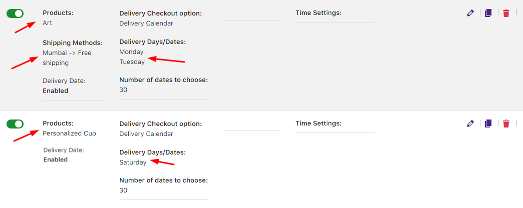 How do I create a delivery schedule based on Products & Shipping Methods? - Tyche Softwares Documentation