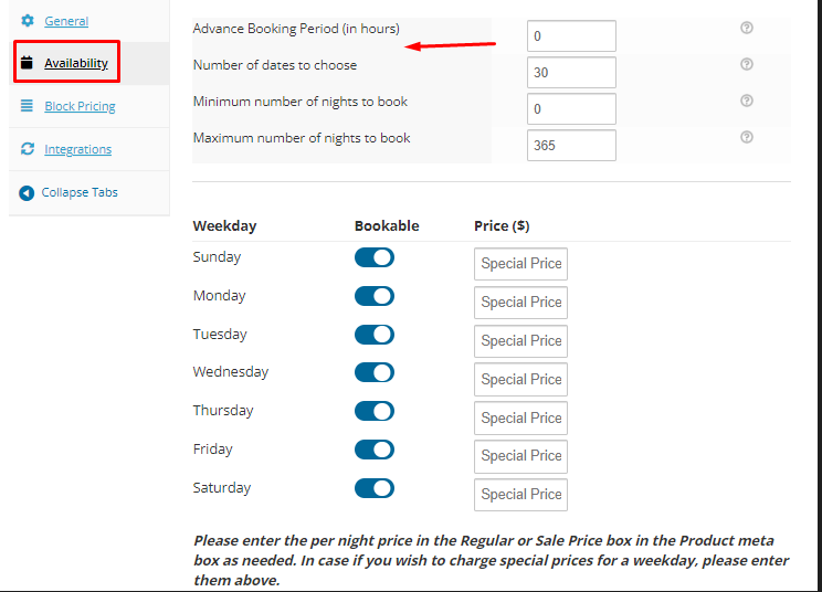 Hide various booking options on Vendor dashboard - Tyche Softwares Documentation