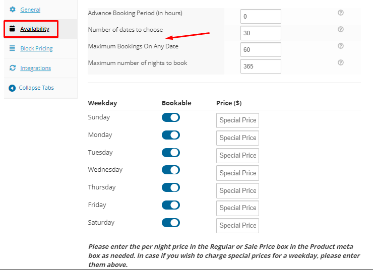 Hide various booking options on Vendor dashboard - Tyche Softwares Documentation