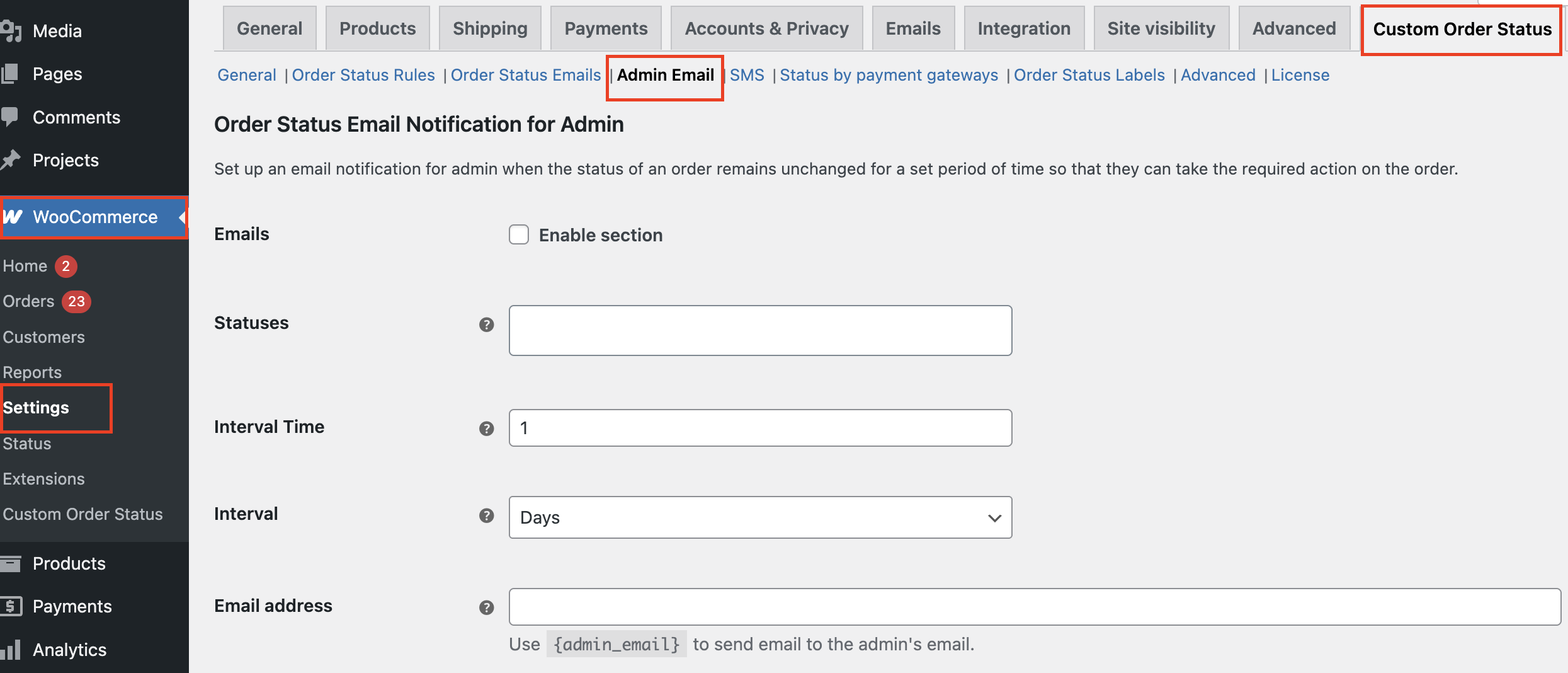 Notify Admins via Emails about custom status change after a period of time - Tyche Softwares Documentation