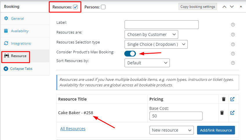 Assigning a resource to products - Tyche Softwares Documentation