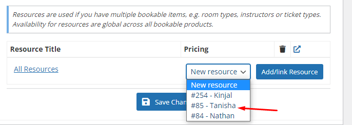 Assigning a resource to products - Tyche Softwares Documentation