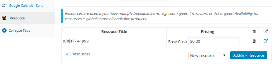 How to use Resources for different Booking types - Tyche Softwares Documentation