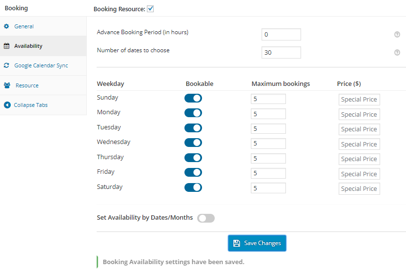 How to use Resources for different Booking types - Tyche Softwares Documentation
